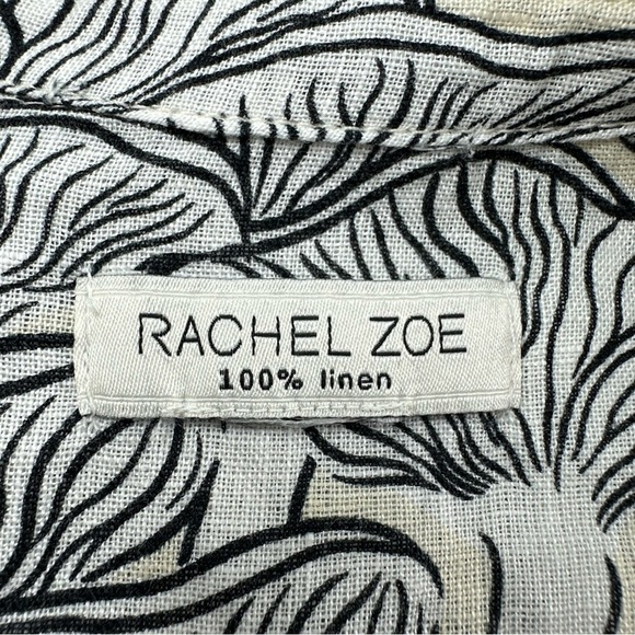 Rachel Zoe Linen Top Womens 2X Dolman Sleeve She’ll Print V Neck Tie Blouse - Picture 4 of 7